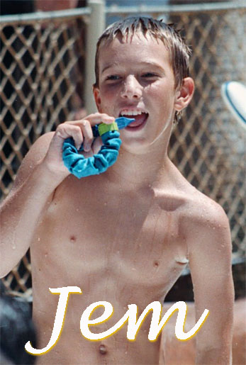 When JEM's not on the beach he is in the giant pool waiting to get you wet!